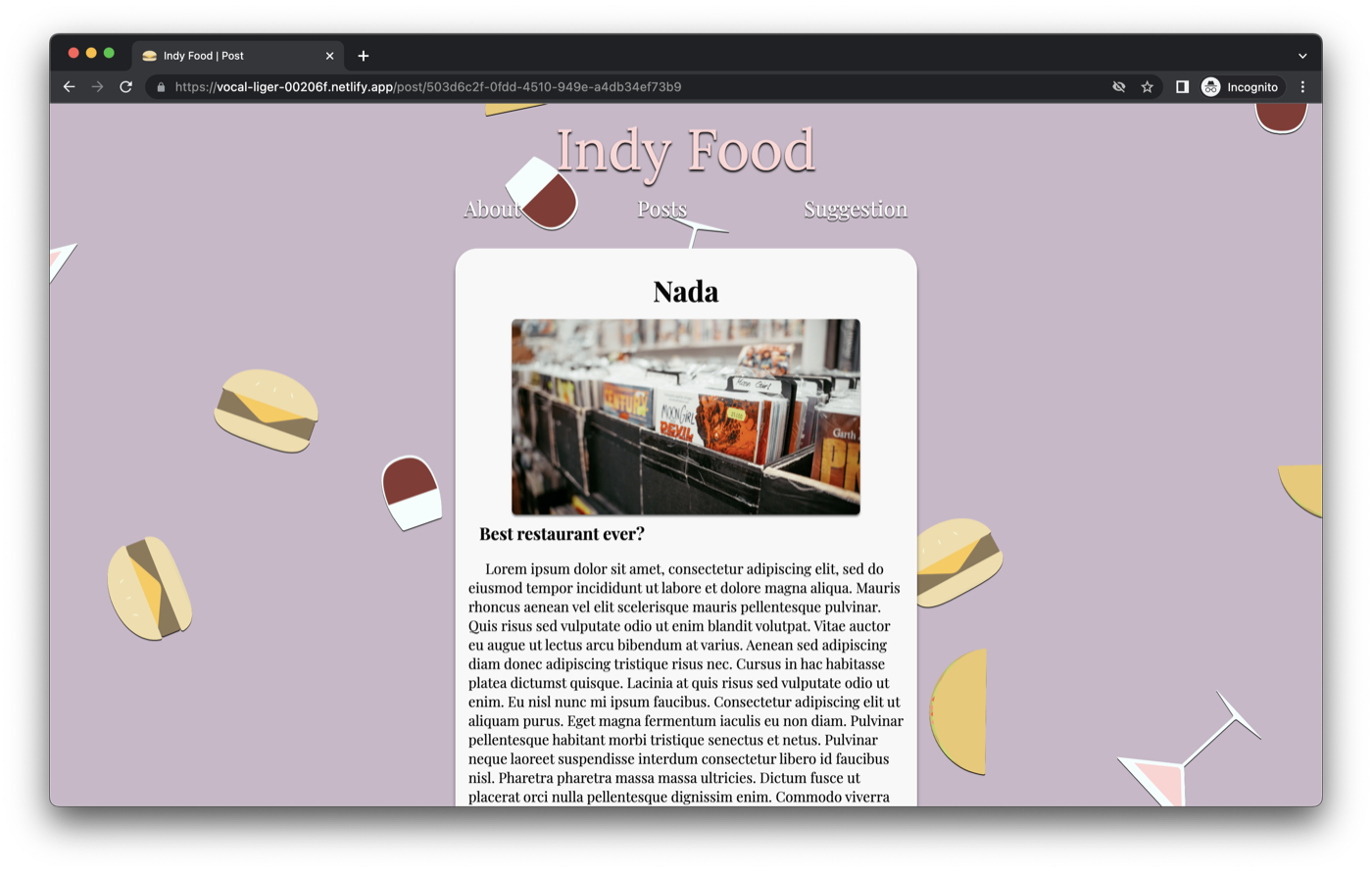 screenshot of Indy Food